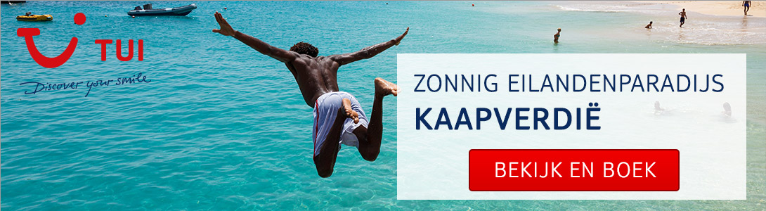 Banner van reisorganisatie TUI voor vakanties naar Kaapverdië